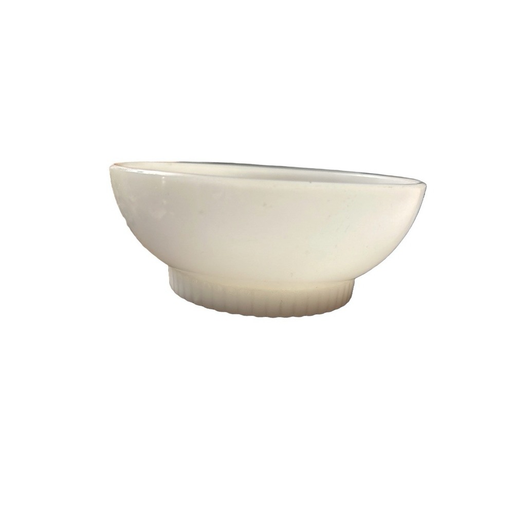 Vintage Fire King Oven Ware Milk Glass, Ribbed Foot 4 3/4" Bowl